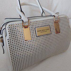NWOT MARC NEW YORK Gold Mirror Perforated 3 Compartmen Purse Bag Satchel Handbag